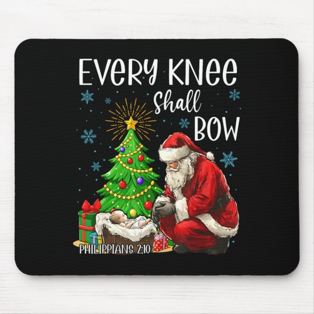 Every Knee Shall Bow Santa Christmas Nativity Scen Mouse Mat (Front)