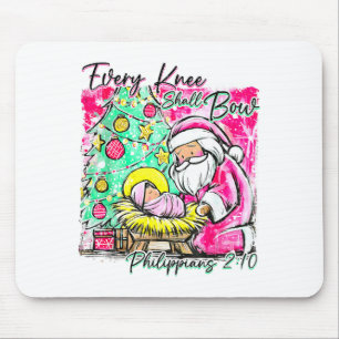Every Knee Shall Bow Santa Christmas Nativity Scen Mouse Mat