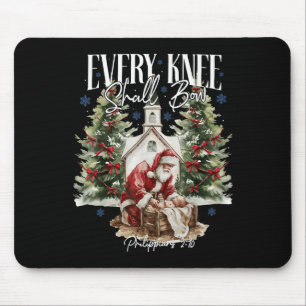 Every Knee Shall Bow Santa Christmas Nativity Scen Mouse Mat