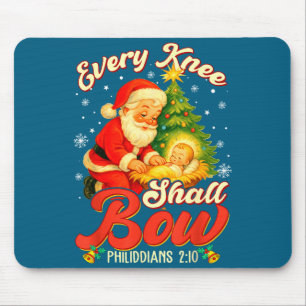 Every Knee Shall Bow Santa Christmas Nativity Scen Mouse Mat