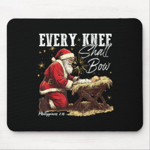 Every Knee Shall Bow Santa Christmas Nativity Scen Mouse Mat