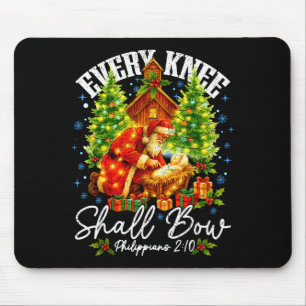 Every Knee Shall Bow Santa Christmas Nativity Scen Mouse Mat