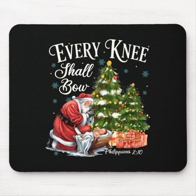 Every Knee Shall Bow Santa Christmas Nativity Scen Mouse Mat (Front)