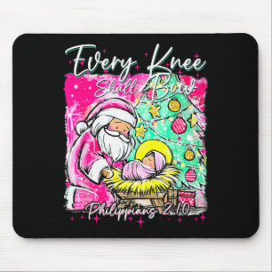 Every Knee Shall Bow Santa Christmas Nativity Scen Mouse Mat