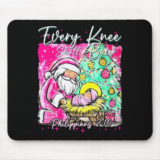 Every Knee Shall Bow Santa Christmas Nativity Scen Mouse Mat (Front)