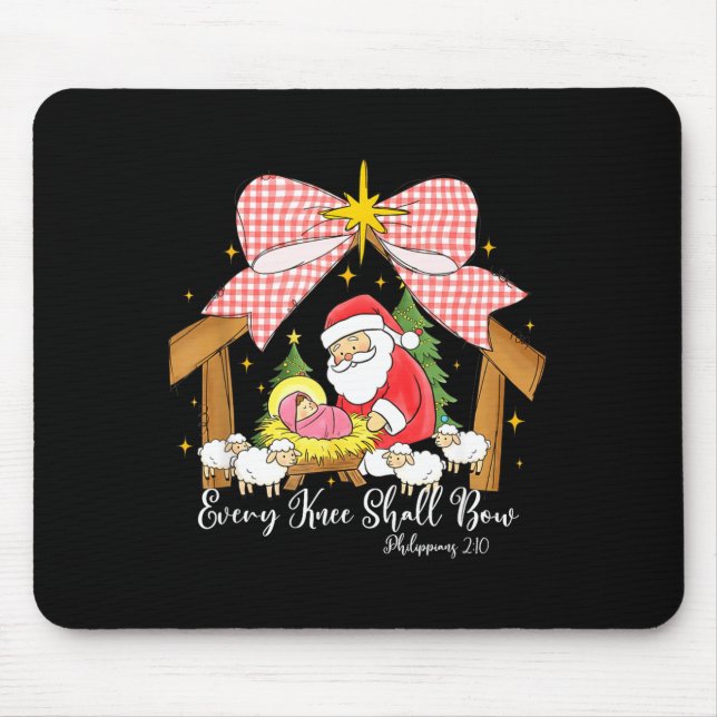 Every Knee Shall Bow Santa Christmas Nativity Scen Mouse Mat (Front)