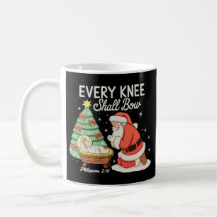 Every Knee Shall Bow Santa Christmas Xmas Tree Coffee Mug