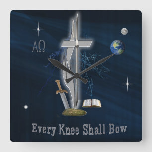 Every knee shall bow  square wall clock