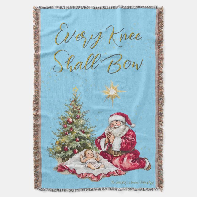Every Knee Shall Bow Throw Blanket (Front Vertical)