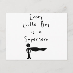 every little boy is a superhero postcard