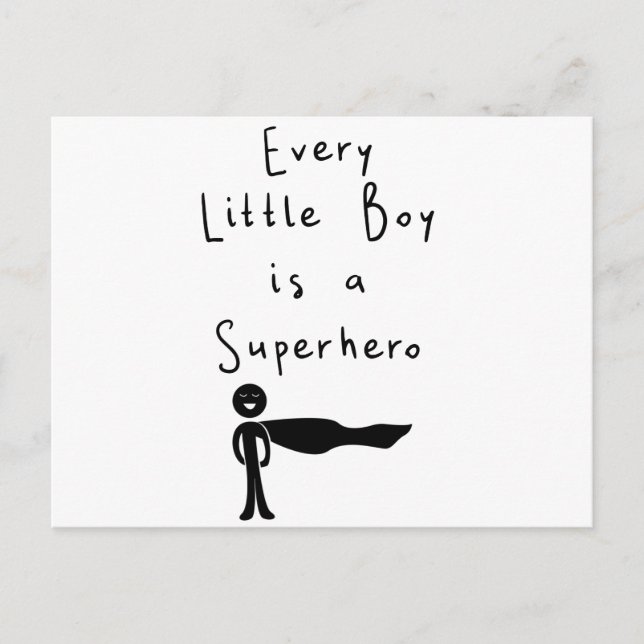 every little boy is a superhero postcard (Front)