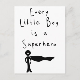 every little boy is a superhero postcard