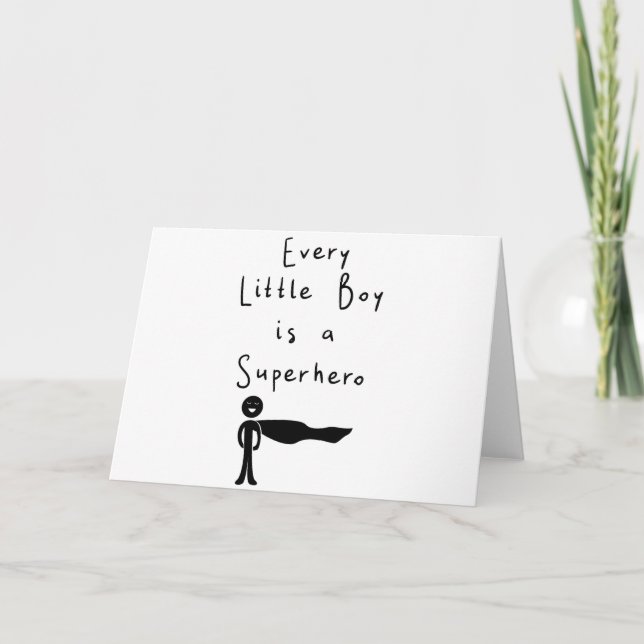 every little boy is a superhero thank you card (Front)