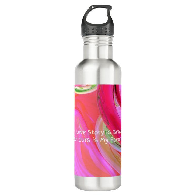 "Every Love Story" Colourful Swirl Stainless Steel 710 Ml Water Bottle (Front)
