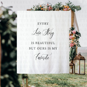 Every Love Story Is Beautiful Wedding Backdrop Tapestry