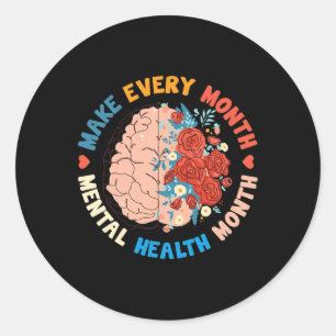 Every Month Mental Health Awareness Month Green Ri Classic Round Sticker