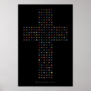 Every Nation — Flags Into a Cross Poster