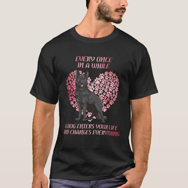 Every Once In While Black German Shepherd Dog T-Shirt (Front)