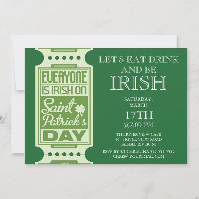 Every One is Irish St. Patrick's Day Party Invitation (Front)