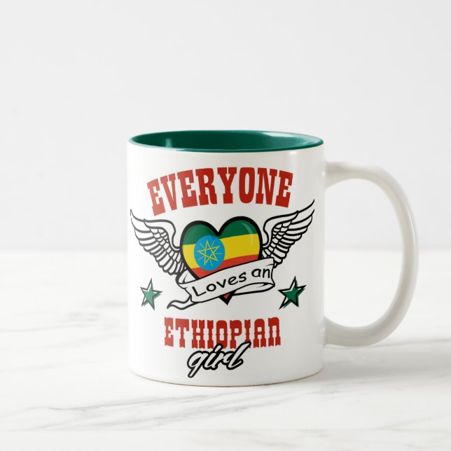 Every one loves an Ethiopian girl Two-Tone Coffee Mug (Right)