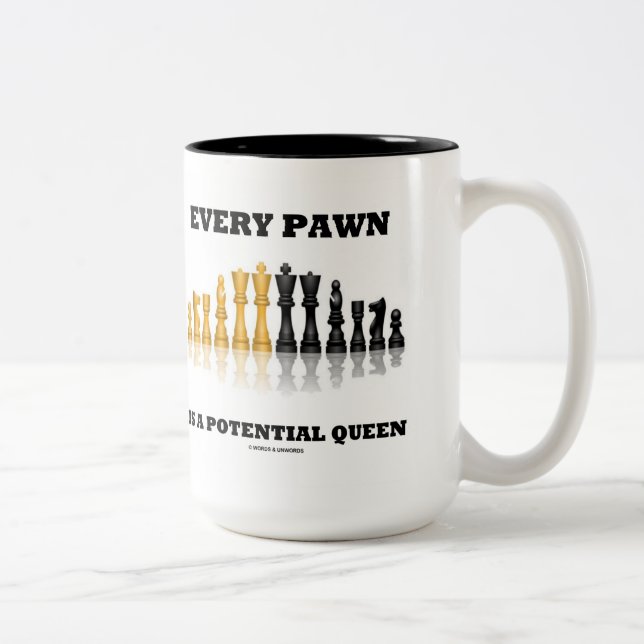 Every Pawn Is A Potential Queen (Reflective Chess) Two-Tone Coffee Mug (Right)