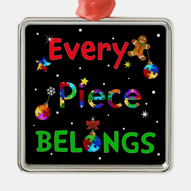 Every Piece Belongs at Christmas Metal Tree Decoration (Front)