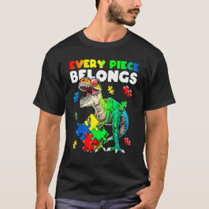 Every Piece Belongs Dinosaur Autism Awareness Puzz T-Shirt