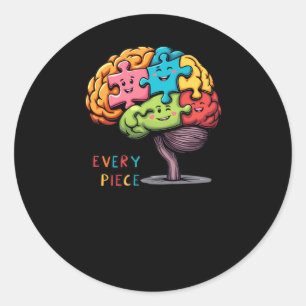 Every Piece Counts - Colourful Puzzle Brain Illust Classic Round Sticker