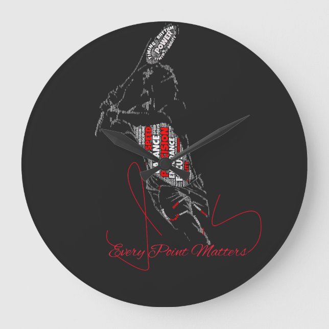Every Point Matters Tennis Typography Large Clock (Front)