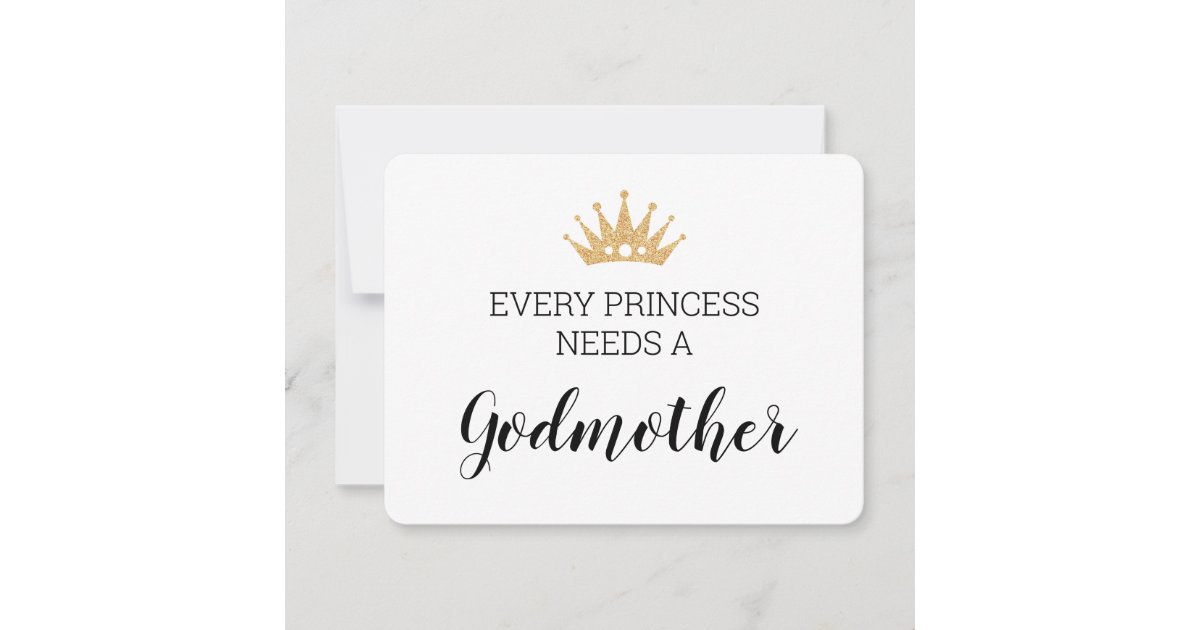 Every Princess Needs A Godmother Baptism Card | Zazzle