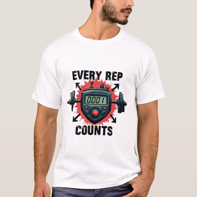 Every Rep Counts: Bold Fitness Timer & Barbell  T-Shirt (Front)