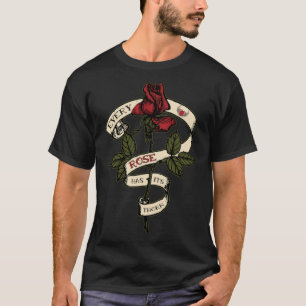 Every Rose Has Its Thorn Tattoo Stamp Rose And Scr T-Shirt