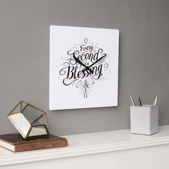 Every Second is a Blessing Square Wall Clock (Office)