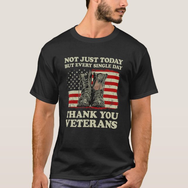 Every Single Day Thank You Veterans American Flag  T-Shirt (Front)