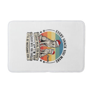 Every Snack You Make Dog Santa Hat Retro Sunset_1 Bath Mat