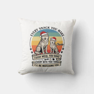 Every Snack You Make Dog Santa Hat Retro Sunset_1 Cushion