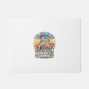Every Snack You Make Dog Santa Hat Retro Sunset_1 Doormat
