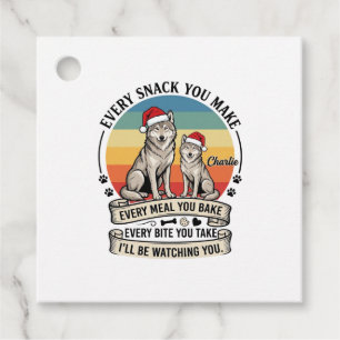Every Snack You Make Dog Santa Hat Retro Sunset_1 Favour Tags