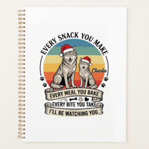 Every Snack You Make Dog Santa Hat Retro Sunset_1 Planner