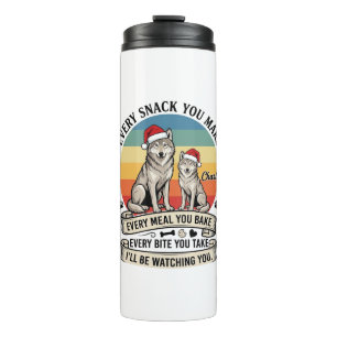Every Snack You Make Dog Santa Hat Retro Sunset_1 Thermal Tumbler