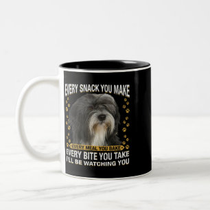 Every Snack You Make Funny Tibetan Terrier Dog Mum Two-Tone Coffee Mug