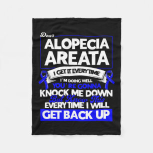 Every Time I Will Get Back Up Alopecia Awareness Fleece Blanket