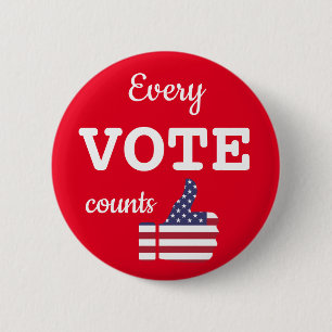 Every Vote Counts USA Voter Voting Pinback 6 Cm Round Badge