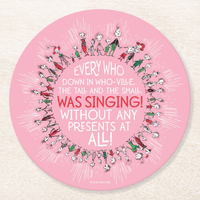 Every Who Down in Who-Ville Round Paper Coaster (Front)