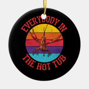 Everybody In The Hot Tub Crawfish Crayfish Eating Ceramic Tree Decoration