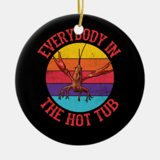 Everybody In The Hot Tub Crawfish Crayfish Eating Ceramic Tree Decoration
