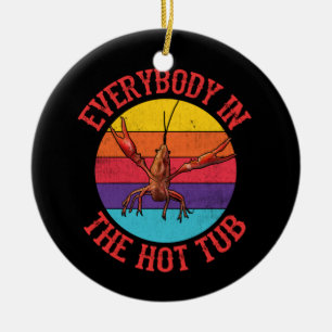Everybody In The Hot Tub Crawfish Crayfish Eating Ceramic Tree Decoration