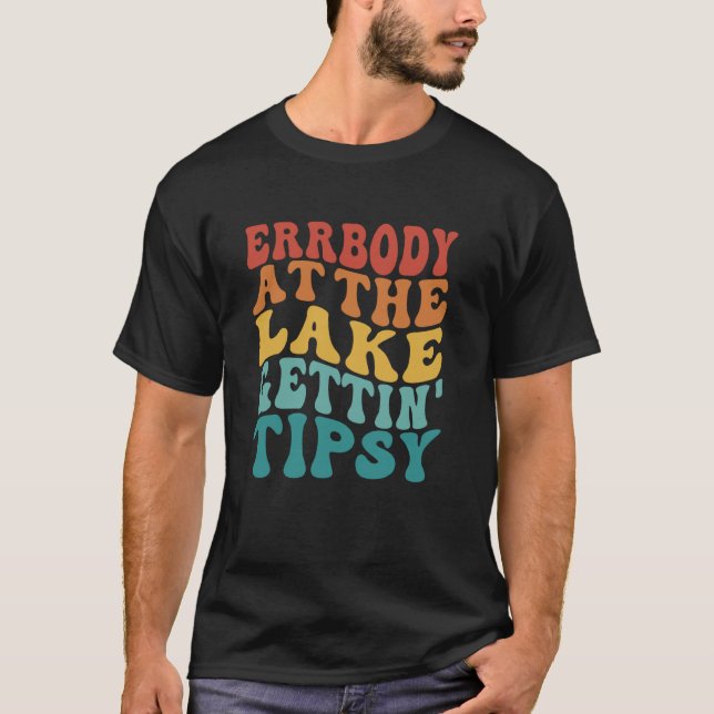 Everybody in the lake getting tipsy retro groovy L T-Shirt (Front)