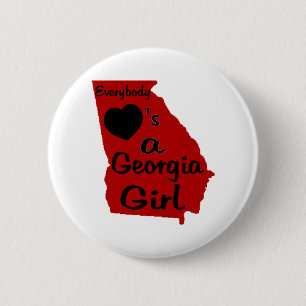 Everybody Loves a Georgia Girl Red and Black 6 Cm Round Badge