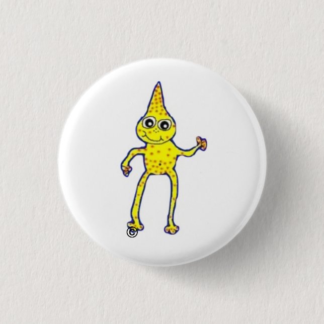 Everybody loves friendly aliens! 3 cm round badge (Front)